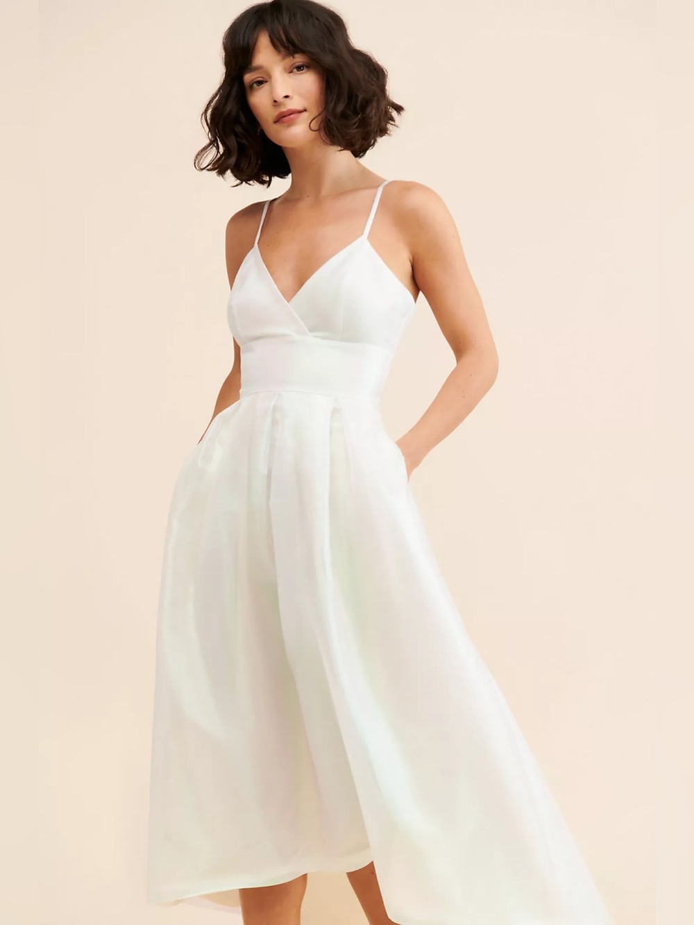 Anthropologie White Dress v Neck Gown by Hutch